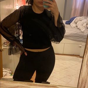 Forever 21 Contemporary Crop Top - Sheer Sleeves